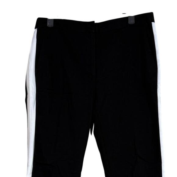 ZARA Basic Black White Beige Side Stripe Straight Leg Ankle Trouser Pant L #3382 - Picture 4 of 15